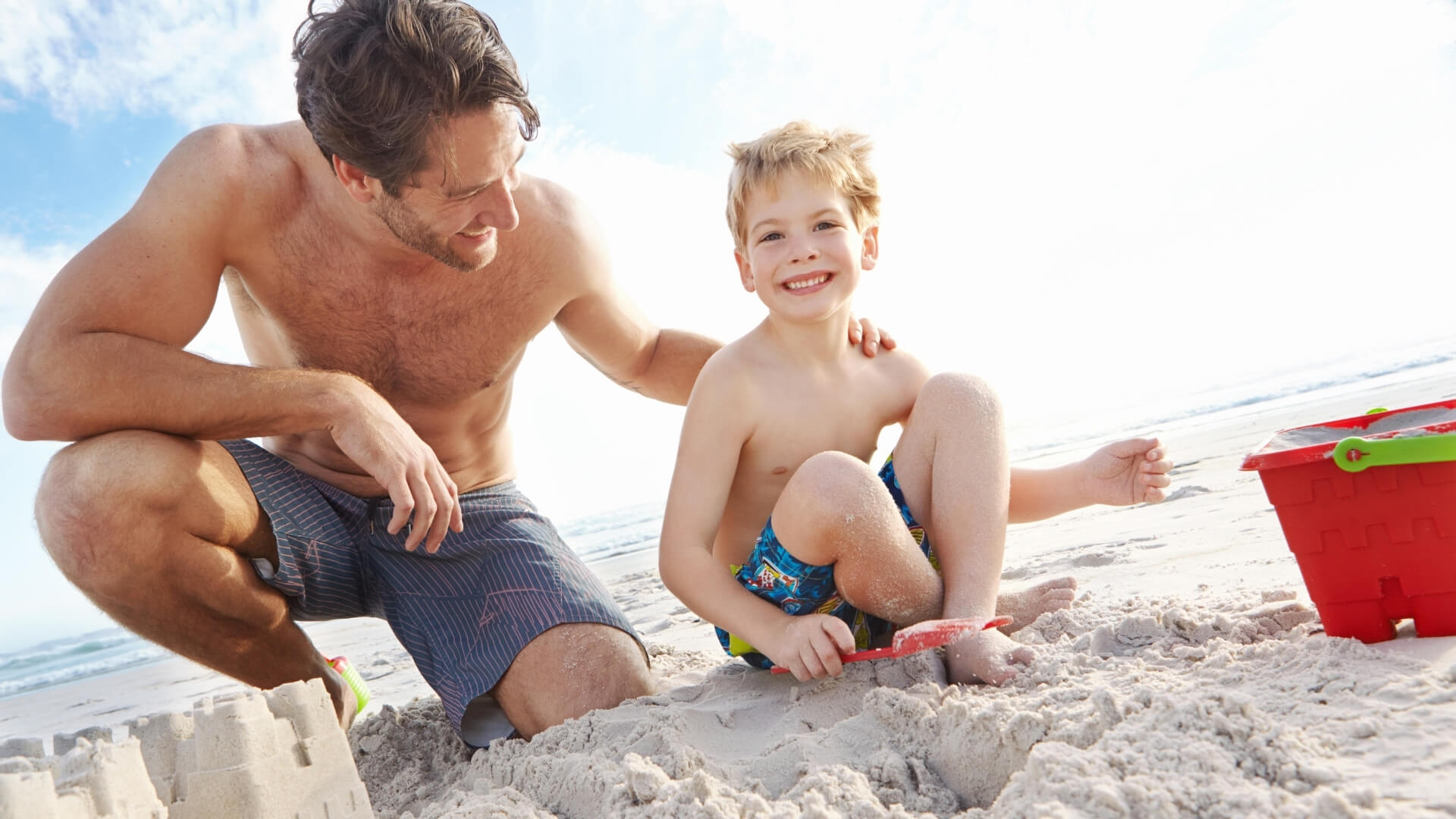 Dad and Son on Beach