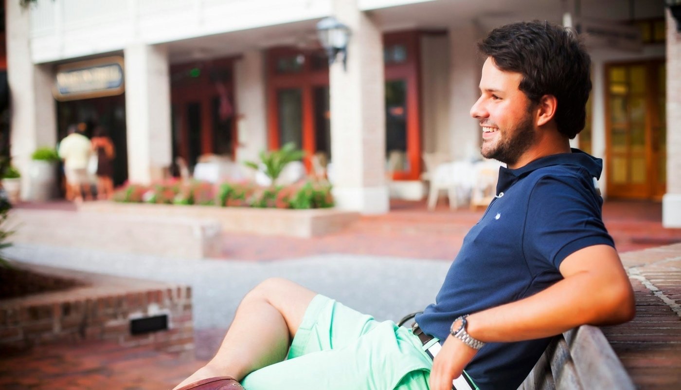 Man sitting wearing stylish clothes