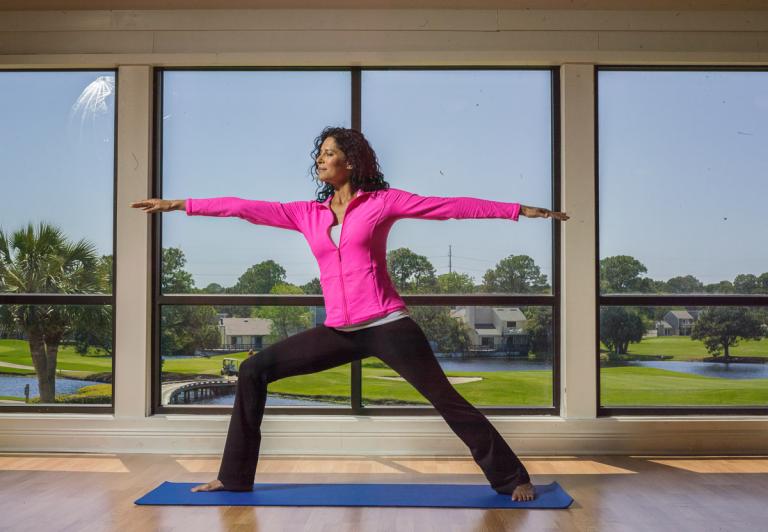 woman doing yoga