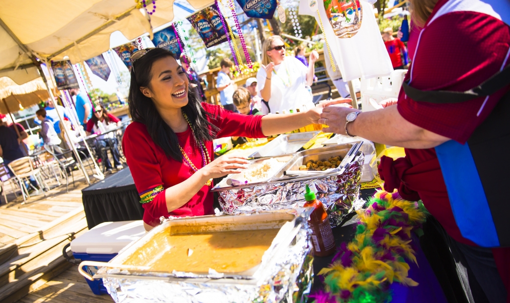 woman serving food